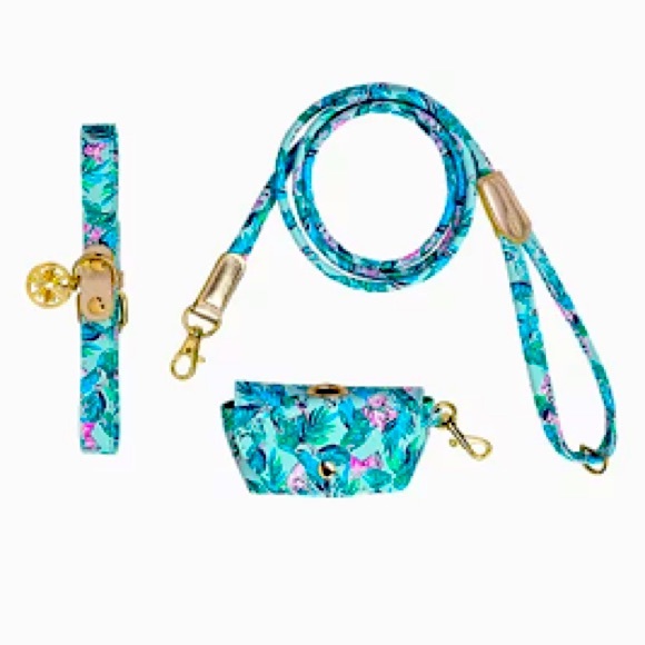 Lilly Pulitzer Other - Lilly Pulitzer Dog Walk Set, Seasalt Blue Barking Up The Palm Tree